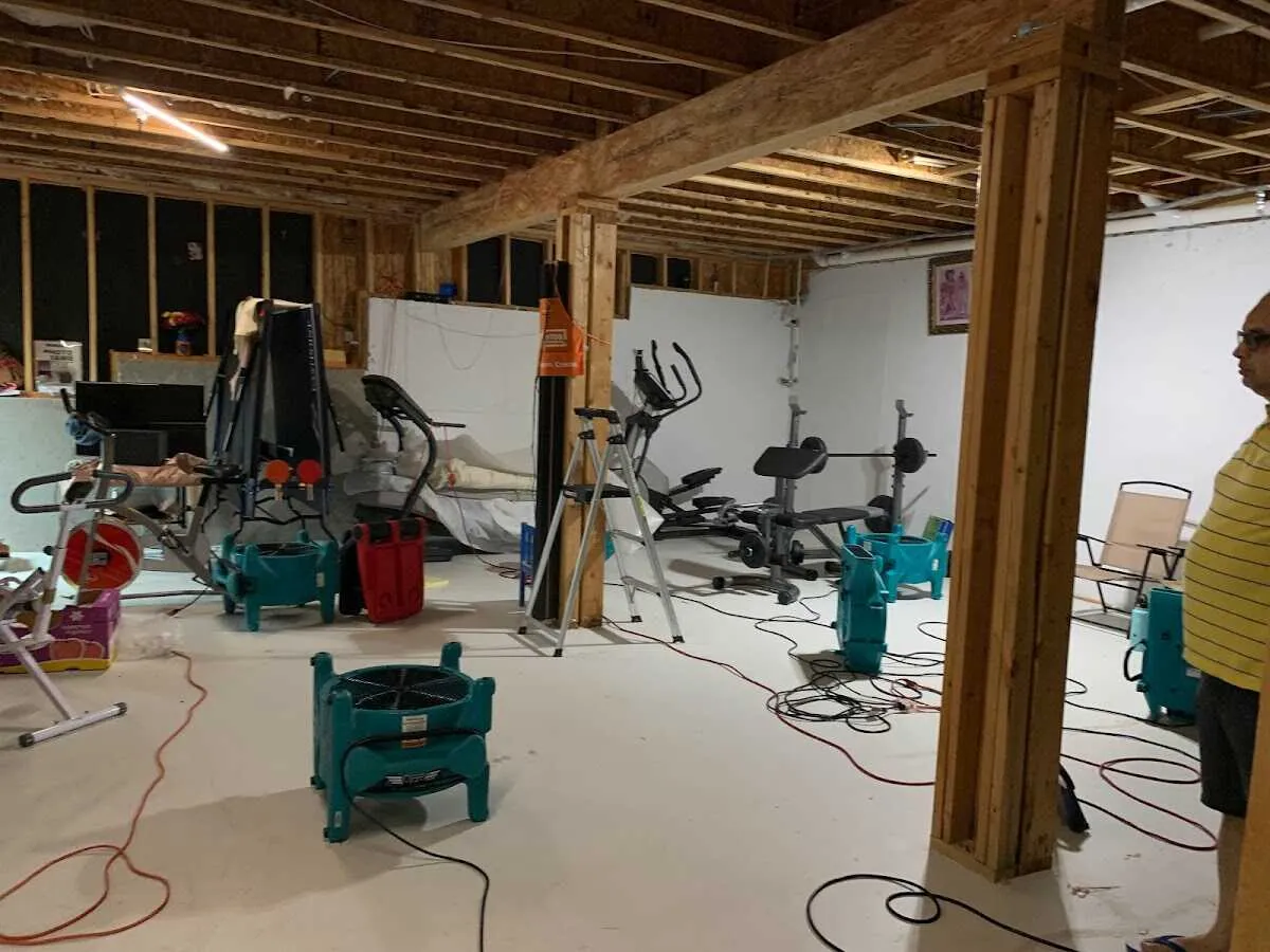 Basement drying equipment setup for Structural Drying in Nappanee